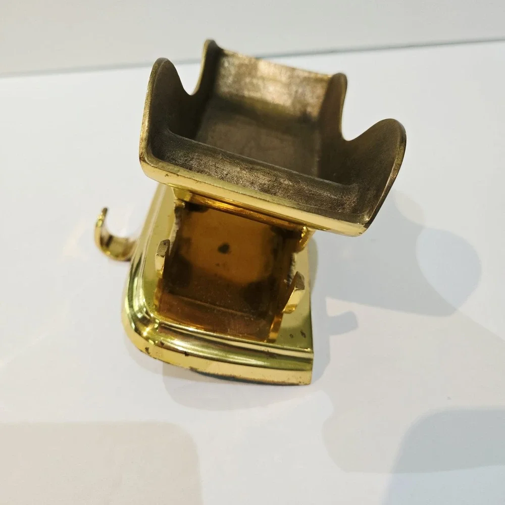 Vintage Solid Brass Sleigh Christmas Stocking Sock Holder Hanger